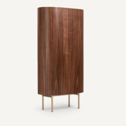 Aslen Walnut Wardrobe in Veneer and Leather - thumbnail 3