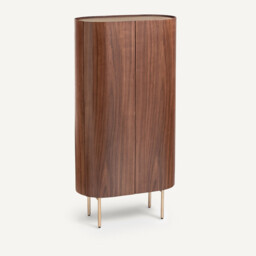 Aslen Walnut Wardrobe in Veneer and Leather - thumbnail 1