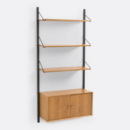 Hiba Wall Shelf with 1 Closed Cabinet in Oak Veneer - thumbnail 1