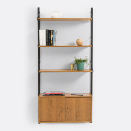 Hiba Wall Shelf with 1 Closed Cabinet in Oak Veneer - thumbnail 4