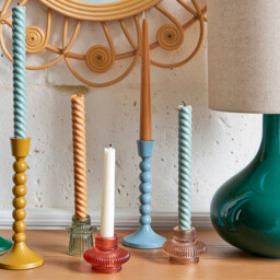 Sabri 6.8cm High Coloured Textured Glass Candlestick - thumbnail 2