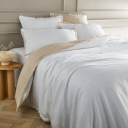 Alhanasia Washed Linen Duvet Cover with Double Fringe - thumbnail 1