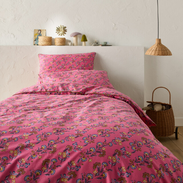 Merline 50% Recycled Cotton Floral Duvet Cover With Crochet Ribbon Trim - image 1