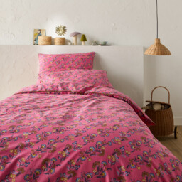 Merline 50% Recycled Cotton Floral Duvet Cover With Crochet Ribbon Trim - thumbnail 1