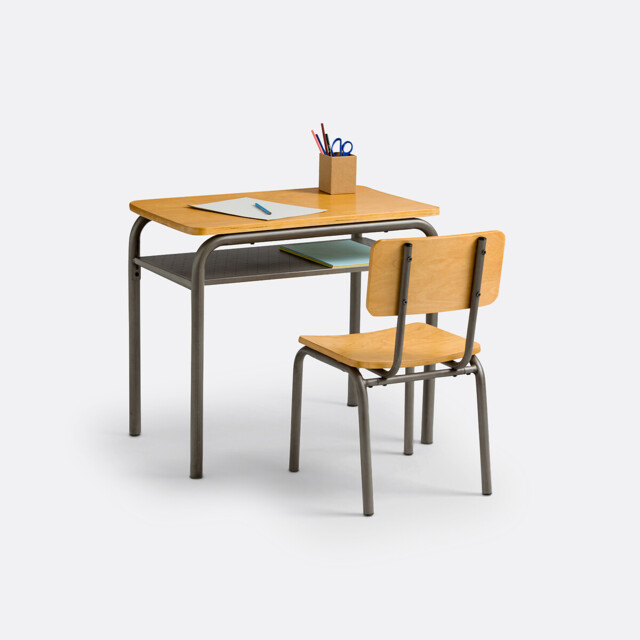 Buton Vintage Metal School Desk and Chair - image 1
