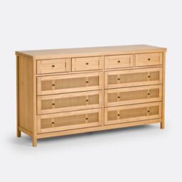 Gabin 10-Drawer Solid Pine and Cane Chest of Drawers - thumbnail 1