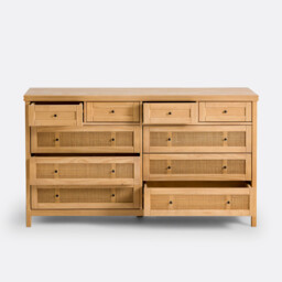 Gabin 10-Drawer Solid Pine and Cane Chest of Drawers - thumbnail 4