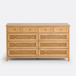 Gabin 10-Drawer Solid Pine and Cane Chest of Drawers - thumbnail 2
