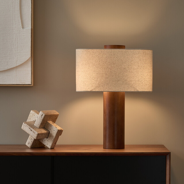 Dryade Walnut-Stained Ash/Linen Table Lamp - image 1