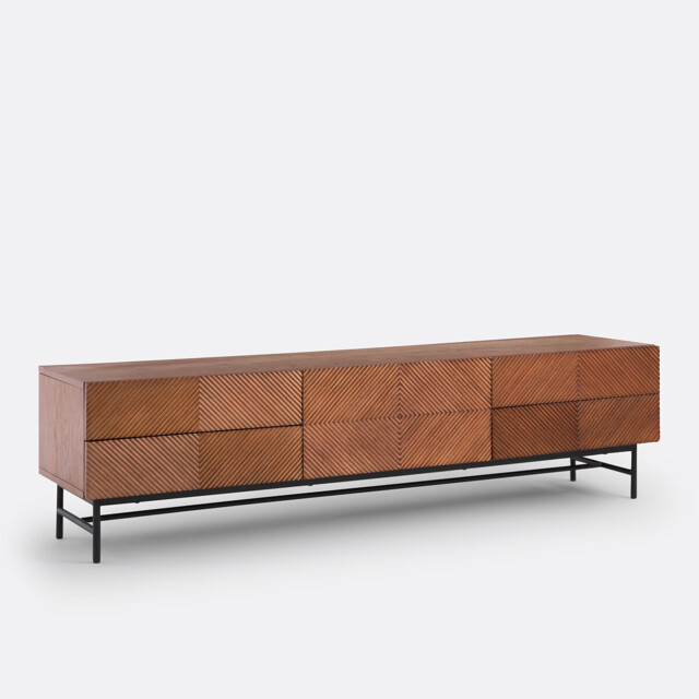 Jerem 180cm Textured Front Walnut Stained TV Unit - image 1