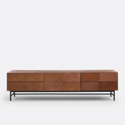 Jerem 180cm Textured Front Walnut Stained TV Unit - thumbnail 3