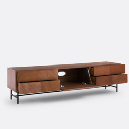 Jerem 180cm Textured Front Walnut Stained TV Unit - thumbnail 4