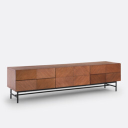 Jerem 180cm Textured Front Walnut Stained TV Unit - thumbnail 1