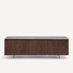 Jakto TV Stand in Walnut Veneer and Travertine - thumbnail 3