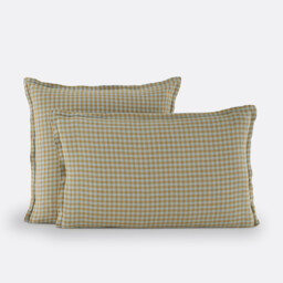 Acélie Olive/Opaline Washed Linen Pillowcase - thumbnail 1