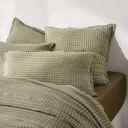 Acélie Olive/Opaline Washed Linen Pillowcase - thumbnail 3