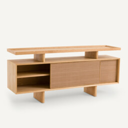 Propono Console Sideboard in Oak Veneer and Leather - thumbnail 4