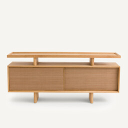 Propono Console Sideboard in Oak Veneer and Leather - thumbnail 3