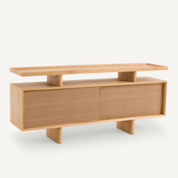 Propono Console Sideboard in Oak Veneer and Leather