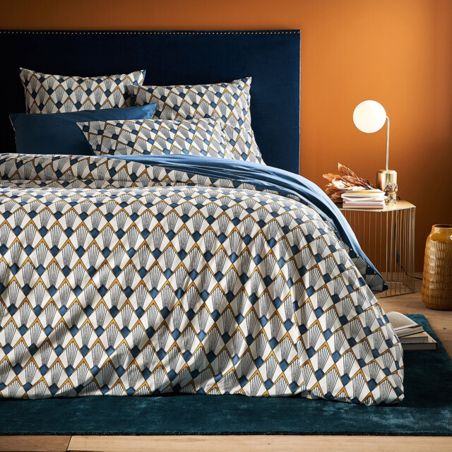 Elisa Blue Cotton Percale Duvet Cover