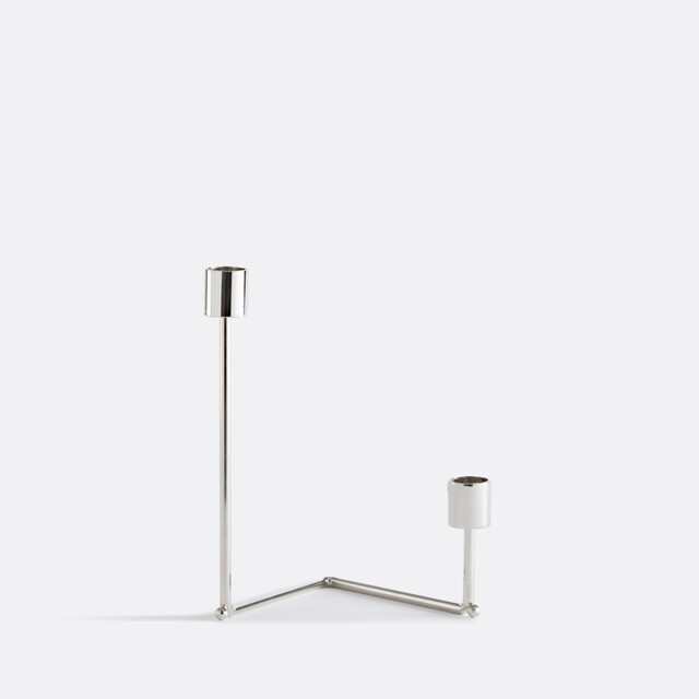 Alie Double Candle Holder in Chrome-Plated Steel - image 1