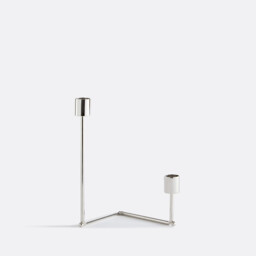 Alie Double Candle Holder in Chrome-Plated Steel - thumbnail 1