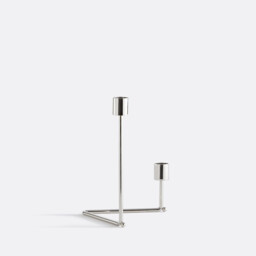 Alie Double Candle Holder in Chrome-Plated Steel - thumbnail 4