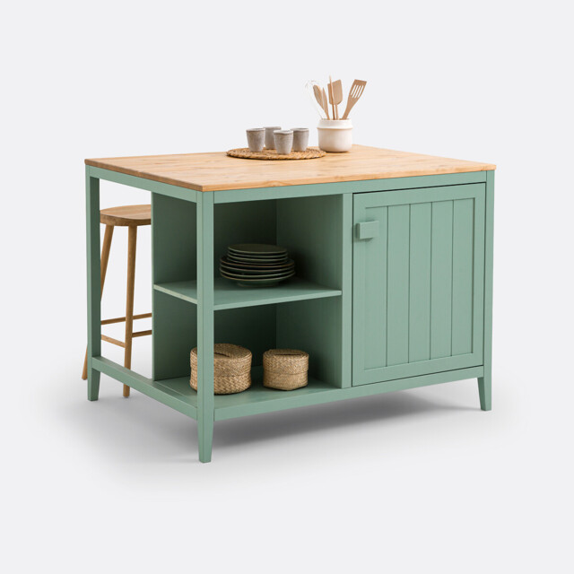 Carlos Solid Pine Kitchen Island - image 1