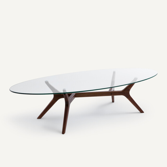 Maricielo Oval Coffee Table in Walnut and Glass - image 1