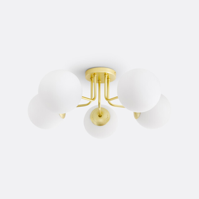 Moricio Brass and Opaline Glass Ceiling Light - image 1