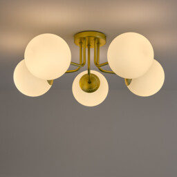 Moricio Brass and Opaline Glass Ceiling Light - thumbnail 2