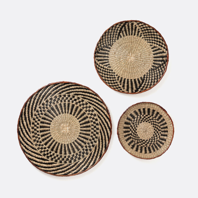 Set of 3 Jutlo Round Woven Straw Wall Decorations - image 1