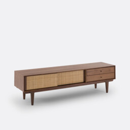 Dalqui TV/Hifi Unit in Walnut, Veneer and Cane - thumbnail 1
