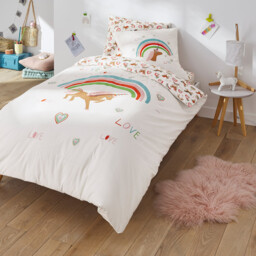 Licorne Duvet Cover in Unicorn Print Organic Cotton - thumbnail 1