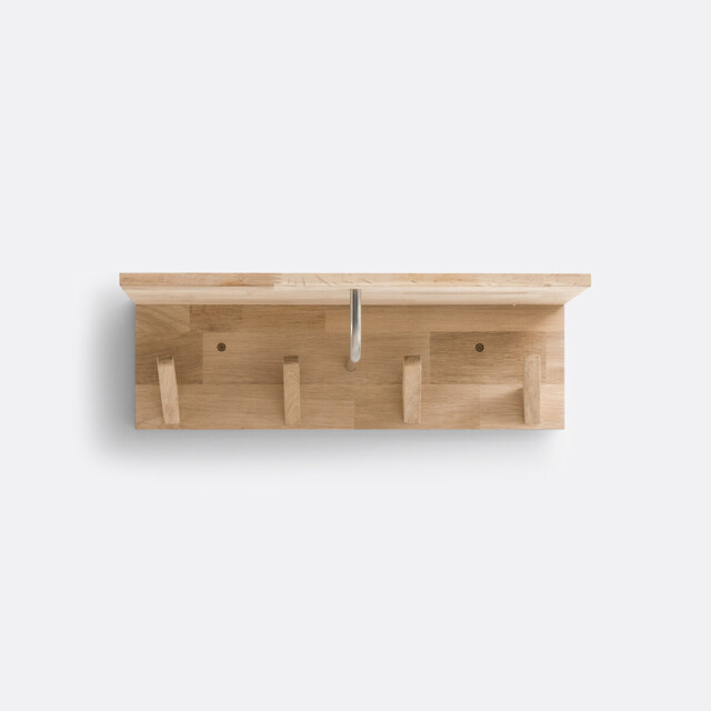 Slofia Light Oak Coat Rack & Shelf with 4 Hooks - image 1