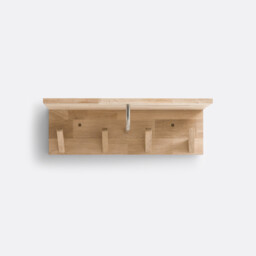 Slofia Light Oak Coat Rack & Shelf with 4 Hooks - thumbnail 1