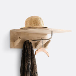 Slofia Light Oak Coat Rack & Shelf with 4 Hooks - thumbnail 4