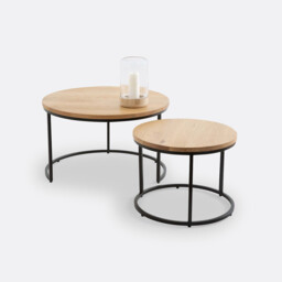 Set of 2 Hiba Oak Nesting Coffee Tables - thumbnail 3