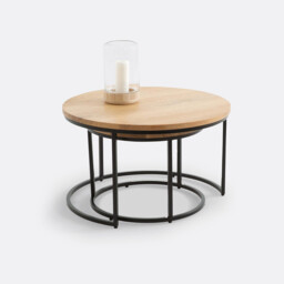 Set of 2 Hiba Oak Nesting Coffee Tables - thumbnail 2