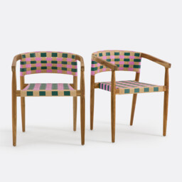 Set of 2 Bianca Solid Teak/Woven Resin Dining Chairs