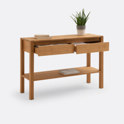 Adelita 2-Drawer Console Table in Finger-Jointed Oak and Oak Veneer - thumbnail 4