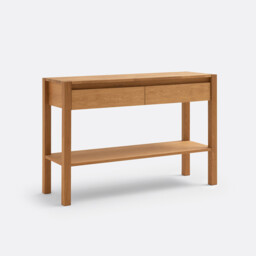 Adelita 2-Drawer Console Table in Finger-Jointed Oak and Oak Veneer - thumbnail 1