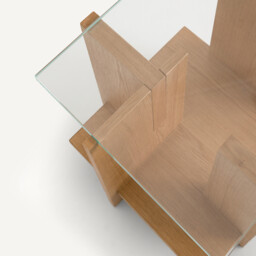 Laby Side Table in Oak Veneer and Tempered Glass - thumbnail 4