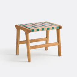 Bianca Solid Teak/woven Resin Stool - thumbnail 1