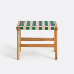 Bianca Solid Teak/woven Resin Stool - thumbnail 3