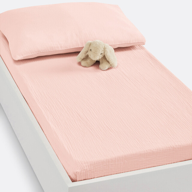 Fitted Sheet For Cot in Plain Cotton Muslin, Kumla