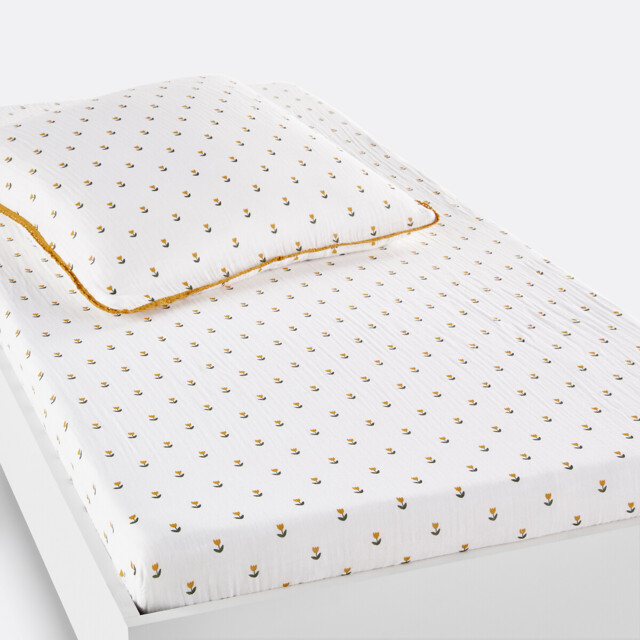 Tulipe Cotton Muslin Fitted Sheet