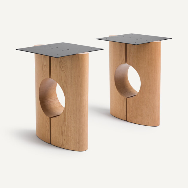 Set of 2 Tomto Oak Veneer Hollow Table Legs - image 1