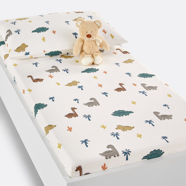 Dino Pop Dinosaur 100% Cotton Cot Fitted Sheet - image 1