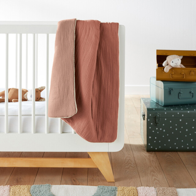 Kumla Two-Tone Cotton Muslin Baby Blanket - image 1